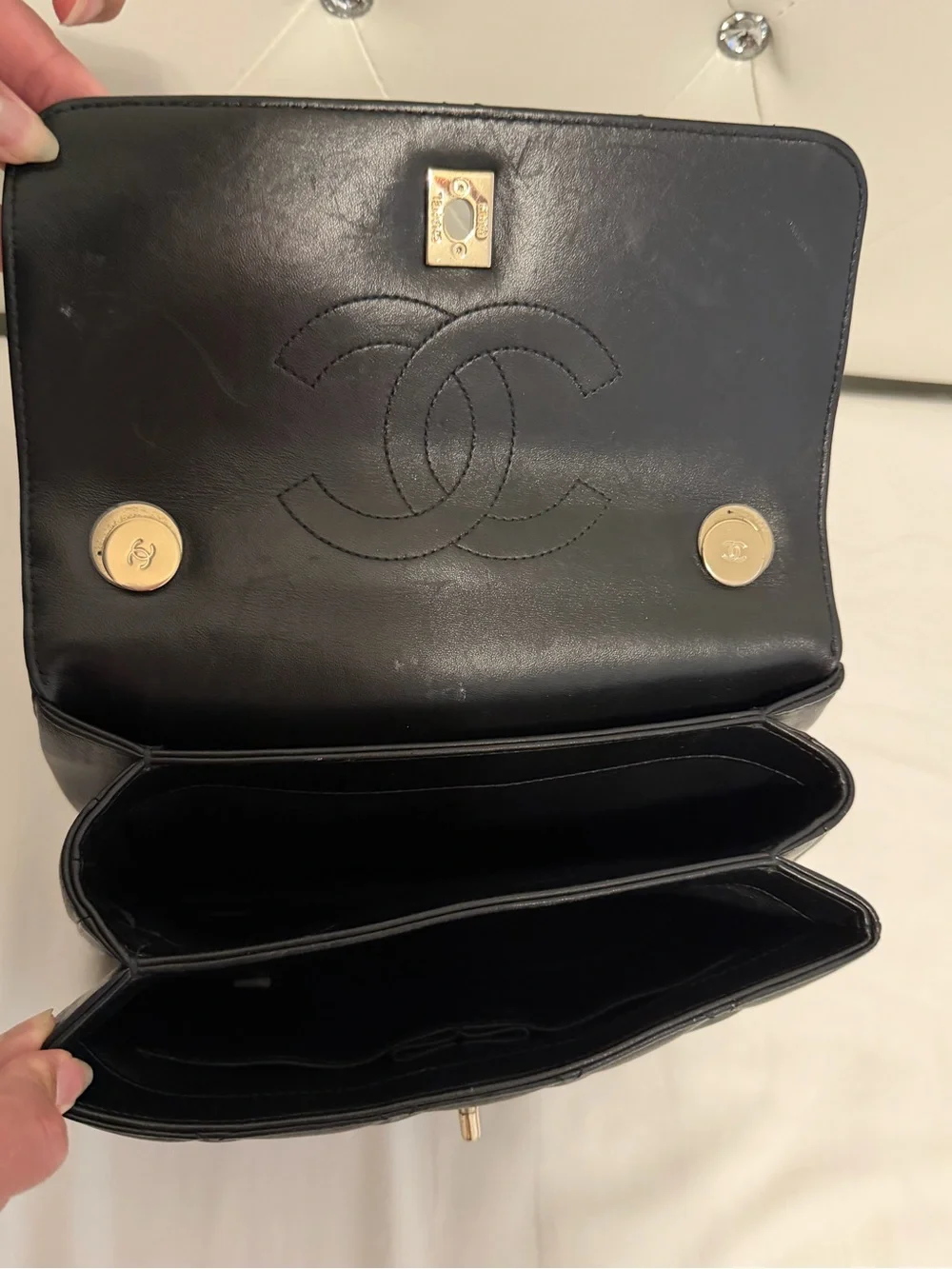 CHANEL Black Quilted Leather Top Handle Satchel with Gold Hardware